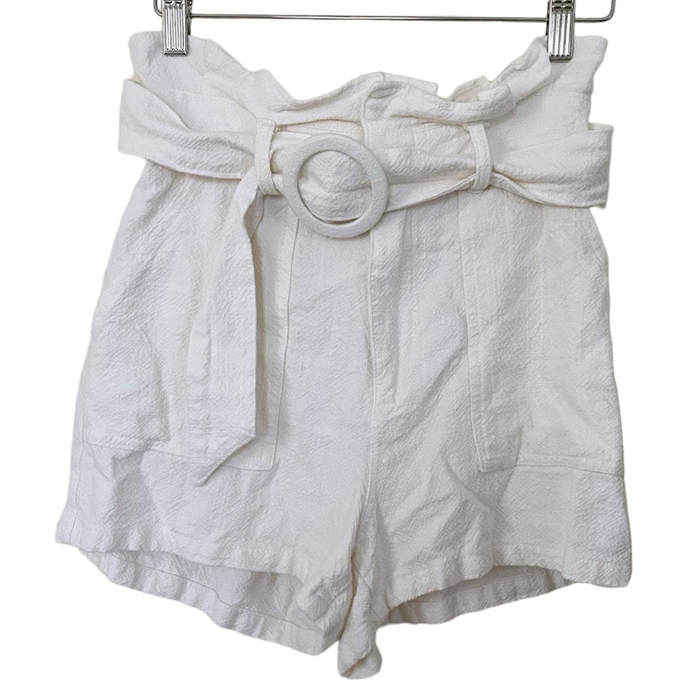 Blank NYC White Linen Blend High Waist Belted Shorts Size S Small